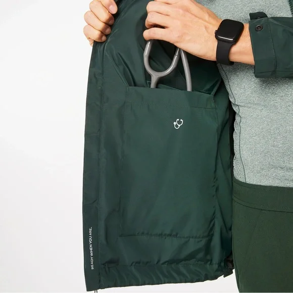 FIGS Men’s On-Shift Extremes Jacket Lightweight Hooded Windbreaker Green Medium - Picture 9 of 16